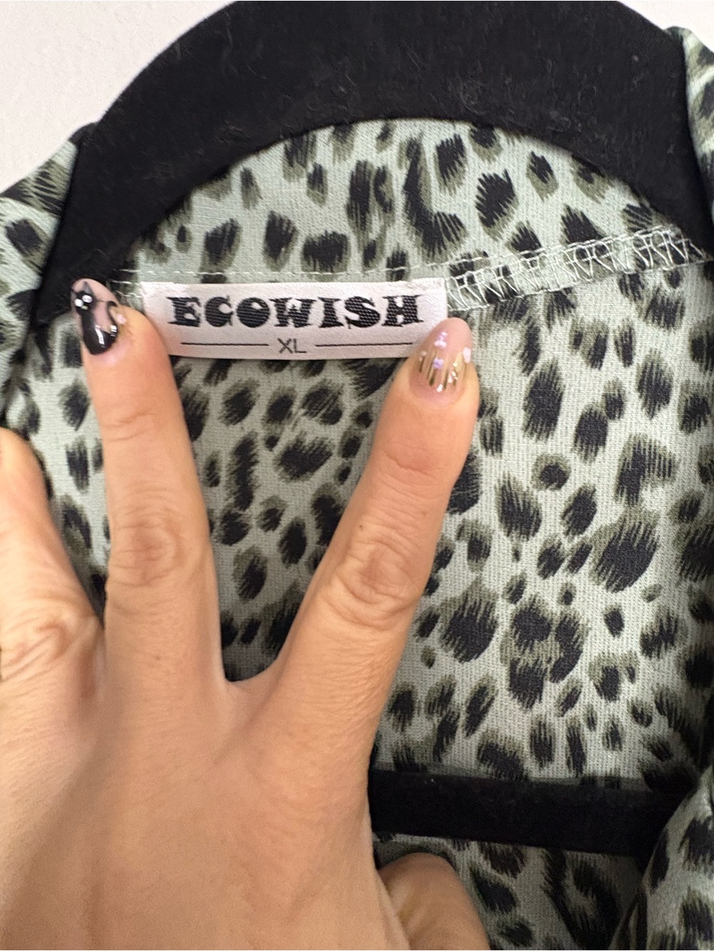 Wish Leopard Print Button-Up Shirt in Mint and Black - Picture 2 of 2